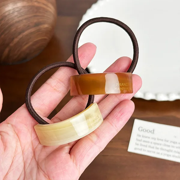 Custom minimalist gold logo acetate hair band view 4